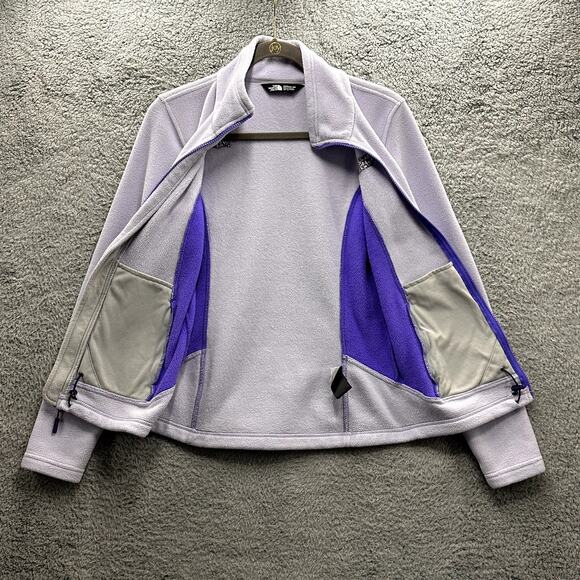 The North Face Women's XS Purple Two Tone Fleece Full Zip Jacket Mock Neck Warm - Picture 11 of 11
